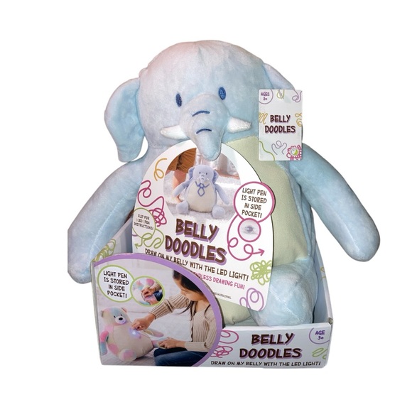 Animal Adventures Belly Doodles Plush Elephant With Pen - Picture 9 of 9